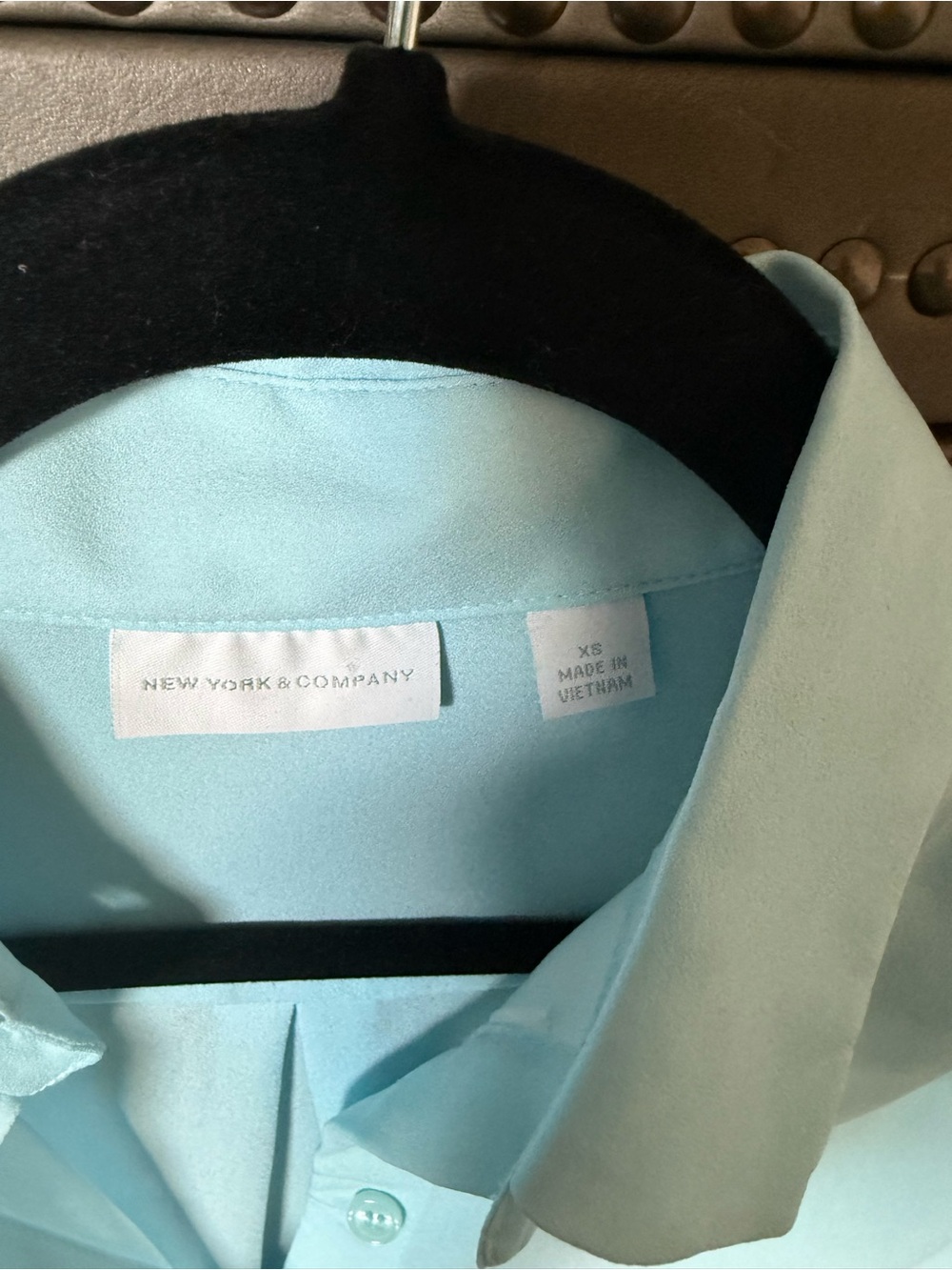 New York & Company Mint Blue Button-Down Shirt - Picture 2 of 3